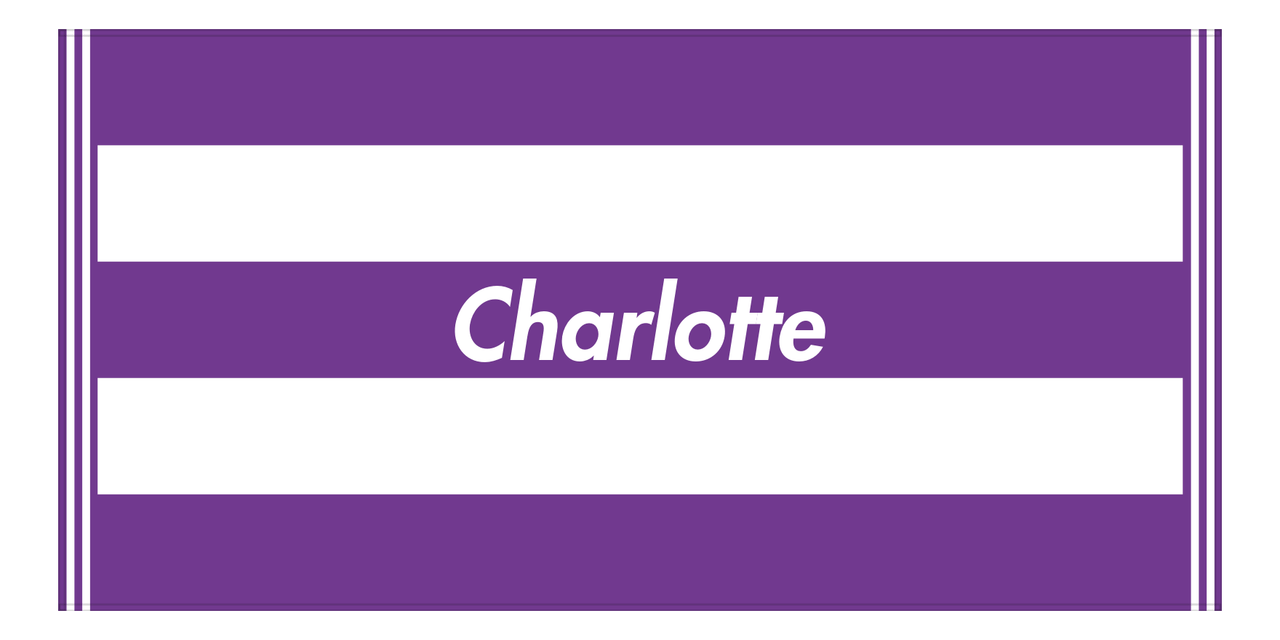 Personalized Striped Beach Towel - Purple & White - 5 Stripes - Front View