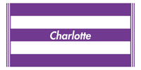 Thumbnail for Personalized Striped Beach Towel - Purple & White - 5 Stripes - Front View