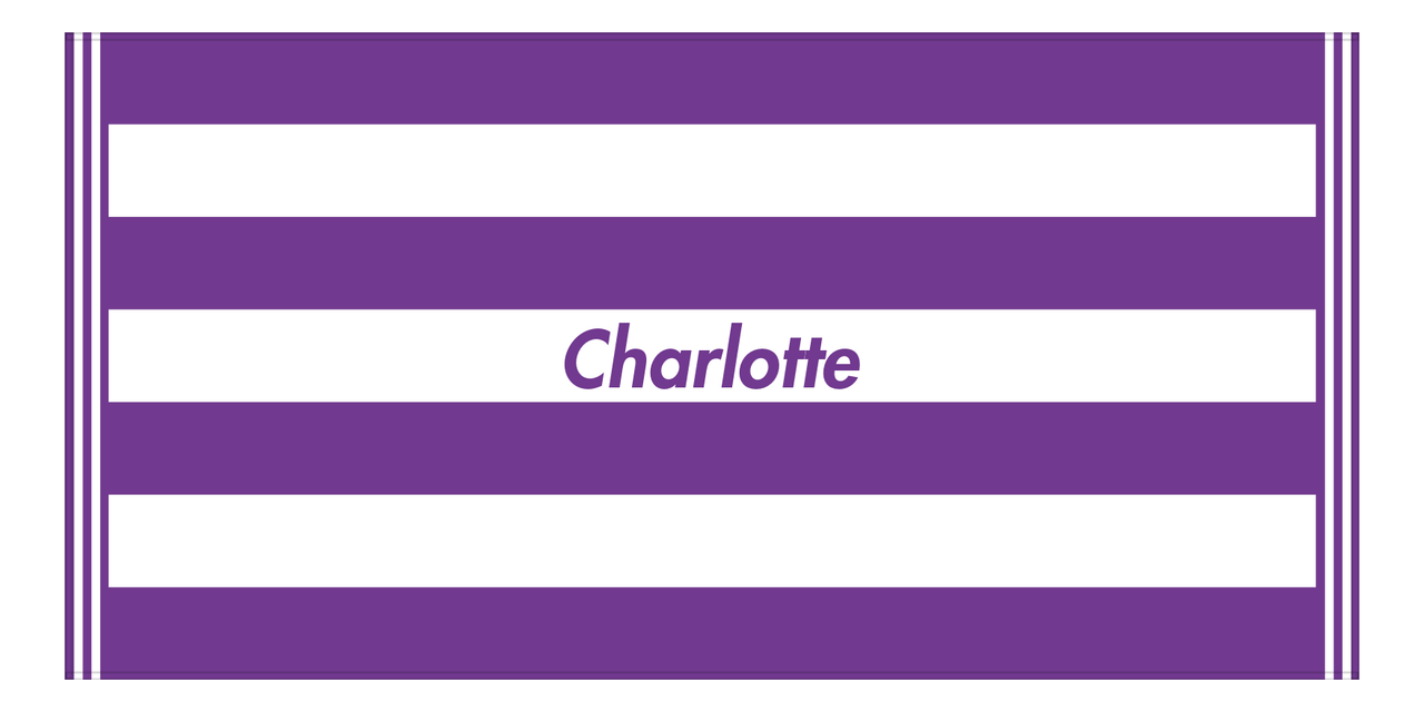 Personalized Striped Beach Towel - Purple & White - 7 Stripes - Front View