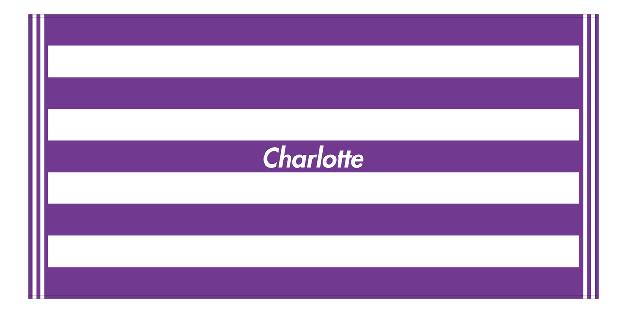 Personalized Striped Beach Towel - Purple & White - 9 Stripes - Front View