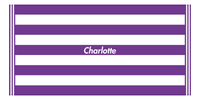 Thumbnail for Personalized Striped Beach Towel - Purple & White - 9 Stripes - Front View