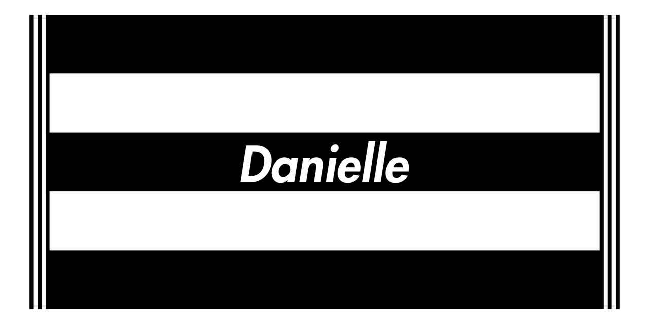 Personalized Striped Beach Towel - Black & White - 5 Stripes - Front View