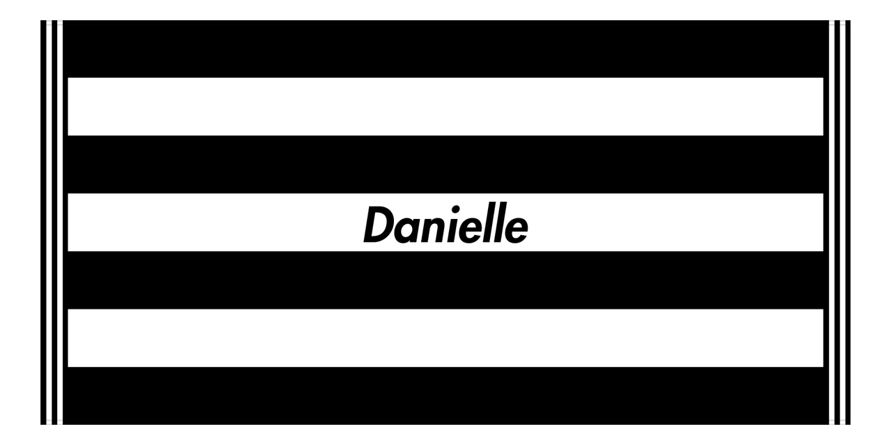 Personalized Striped Beach Towel - Black & White - 7 Stripes - Front View