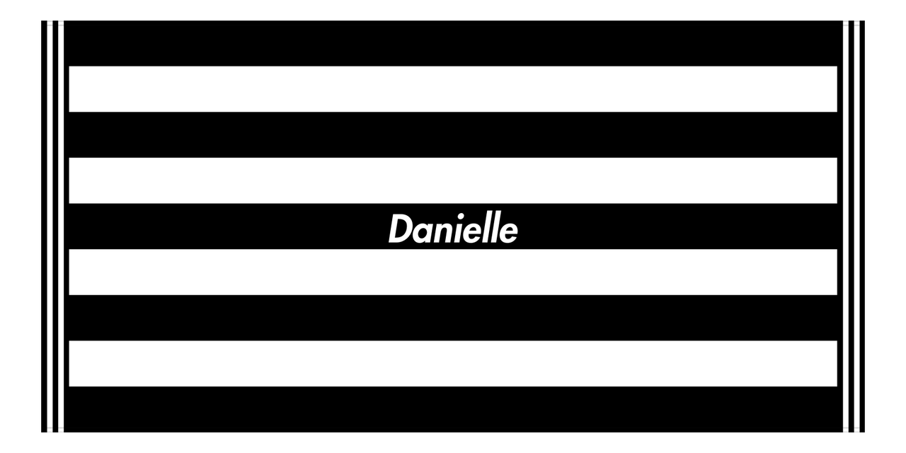 Personalized Striped Beach Towel - Black & White - 9 Stripes - Front View