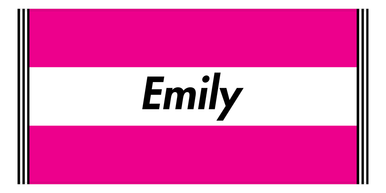 Personalized Striped Beach Towel - Hot Pink & White - 3 Stripes - Front View