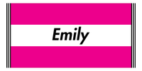 Thumbnail for Personalized Striped Beach Towel - Hot Pink & White - 3 Stripes - Front View