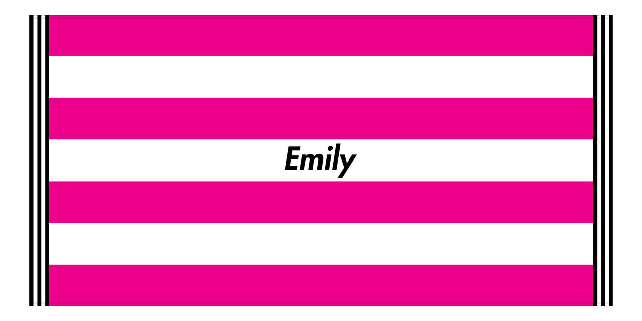 Personalized Striped Beach Towel - Hot Pink & White - 7 Stripes - Front View