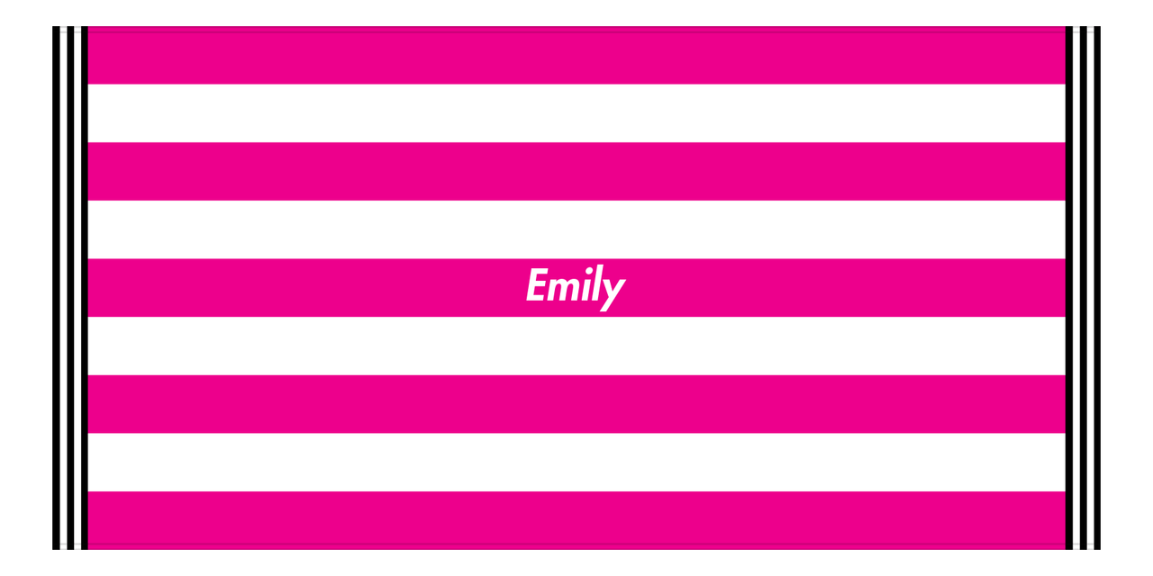 Personalized Striped Beach Towel - Hot Pink & White - 9 Stripes - Front View