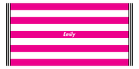 Thumbnail for Personalized Striped Beach Towel - Hot Pink & White - 9 Stripes - Front View