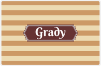 Thumbnail for Personalized Striped Placemat - Light Brown and Champagne Stripes - Brown Decorative Rectangle Frame -  View
