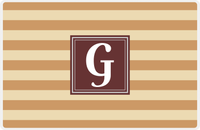 Thumbnail for Personalized Striped Placemat - Light Brown and Champagne Stripes - Brown Square Frame -  View