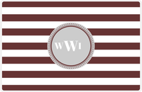 Thumbnail for Personalized Striped Placemat - Brown and White Stripes - Light Grey Circle Frame -  View