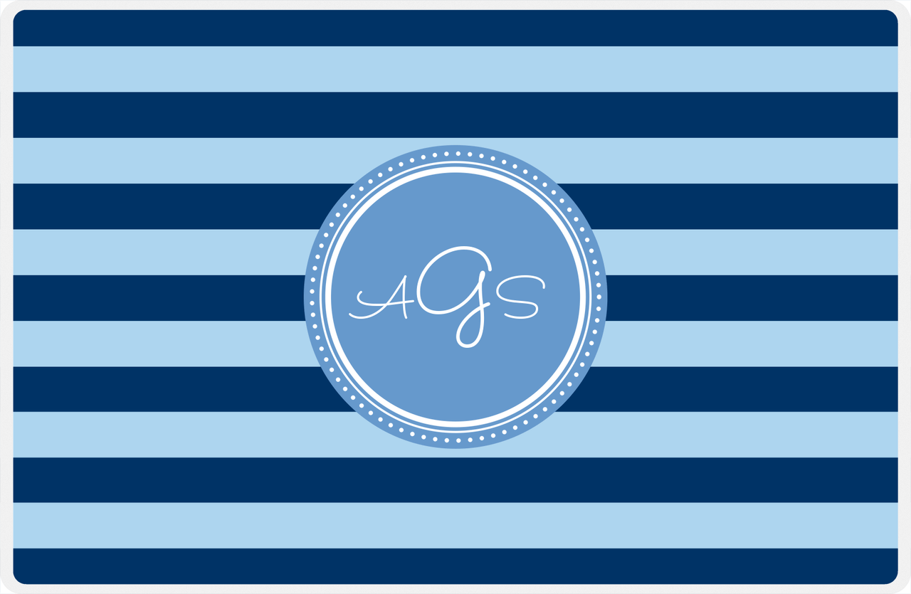 Personalized Striped Placemat - Navy and Light Blue Stripes - Glacier Circle Frame -  View