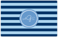Thumbnail for Personalized Striped Placemat - Navy and Light Blue Stripes - Glacier Circle Frame -  View