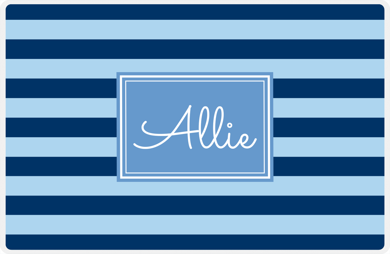 Personalized Striped Placemat - Navy and Light Blue Stripes - Glacier Rectangle Frame -  View