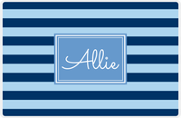 Thumbnail for Personalized Striped Placemat - Navy and Light Blue Stripes - Glacier Rectangle Frame -  View
