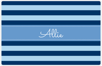 Thumbnail for Personalized Striped Placemat - Navy and Light Blue Stripes - Glacier Ribbon Frame -  View