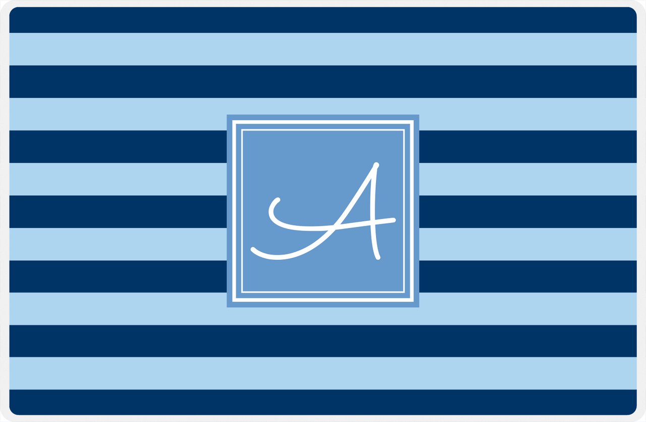 Personalized Striped Placemat - Navy and Light Blue Stripes - Glacier Square Frame -  View