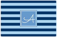 Thumbnail for Personalized Striped Placemat - Navy and Light Blue Stripes - Glacier Square Frame -  View