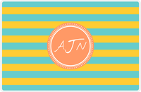 Thumbnail for Personalized Striped Placemat - Viking Blue and Mustard Stripes - Tangerine Circle Frame -  View