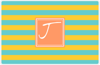 Thumbnail for Personalized Striped Placemat - Viking Blue and Mustard Stripes - Tangerine Square Frame -  View