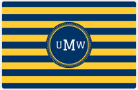 Thumbnail for Personalized Striped Placemat - Navy and Mustard Stripes - Navy Circle Frame -  View