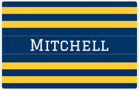 Thumbnail for Personalized Striped Placemat - Navy and Mustard Stripes - Navy Ribbon Frame -  View