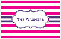 Thumbnail for Personalized Striped Placemat - Hot Pink and White Stripes - Indigo Cool Ribbon Frame -  View