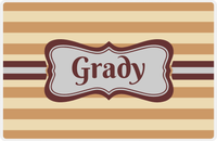 Thumbnail for Personalized Striped Placemat - Light Brown and Champagne Stripes - Brown Fancy Ribbon Frame -  View