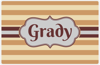 Thumbnail for Personalized Striped Placemat - Light Brown and Champagne Stripes - Brown Cool Ribbon Frame -  View