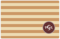 Thumbnail for Personalized Striped Placemat - Light Brown and Champagne Stripes - Brown Corner Circle Frame -  View