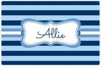 Thumbnail for Personalized Striped Placemat - Navy and Light Blue Stripes - Glacier Fancy Ribbon Frame -  View