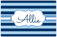 Thumbnail for Personalized Striped Placemat - Navy and Light Blue Stripes - Glacier Cool Ribbon Frame -  View