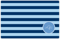 Thumbnail for Personalized Striped Placemat - Navy and Light Blue Stripes - Glacier Corner Circle Frame -  View