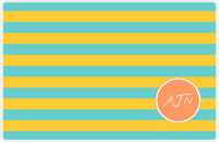 Thumbnail for Personalized Striped Placemat - Viking Blue and Mustard Stripes - Tangerine Corner Circle Frame -  View