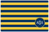 Thumbnail for Personalized Striped Placemat - Navy and Mustard Stripes - Navy Corner Circle Frame -  View