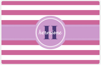Thumbnail for Personalized Striped II Placemat - Name Over Initial - Orchid - Circle Ribbon Frame -  View