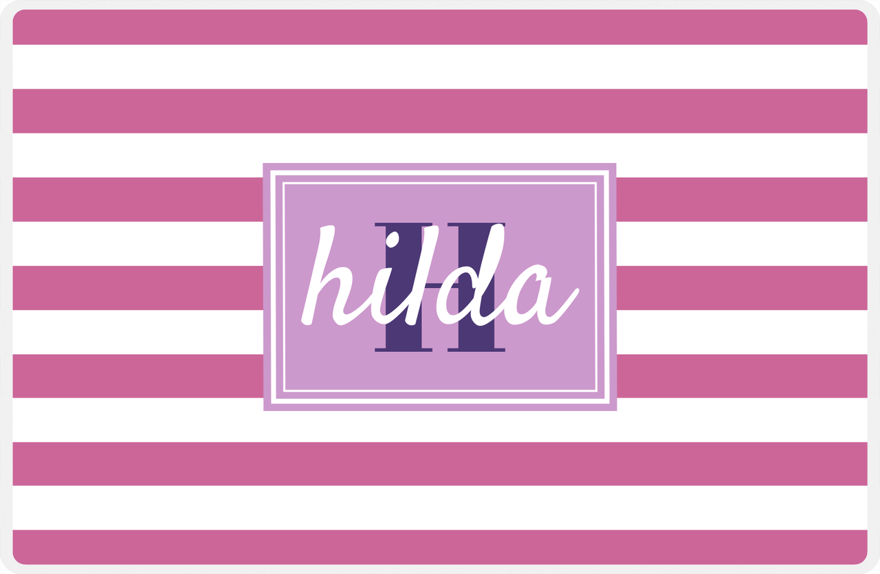 Personalized Striped II Placemat - Name Over Initial - Orchid - Rectangle Frame -  View