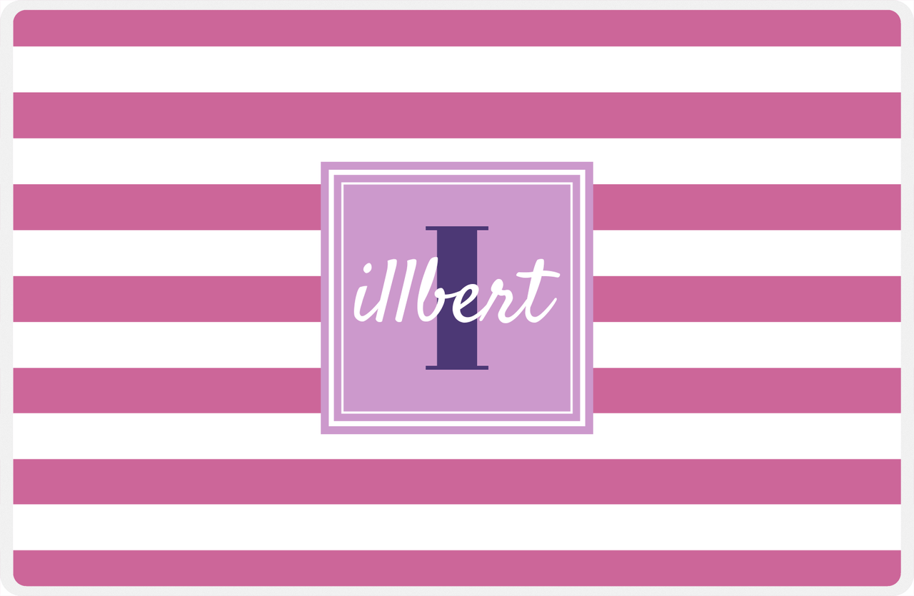 Personalized Striped II Placemat - Name Over Initial - Orchid - Square Frame -  View