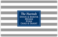 Thumbnail for Personalized Striped III Placemat - Multi-Line - Grey, Navy, Glacier - Rectangle Frame -  View