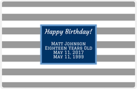 Thumbnail for Personalized Striped III Placemat - Multi-Line - Grey, Navy, Glacier - Rectangle II Frame -  View
