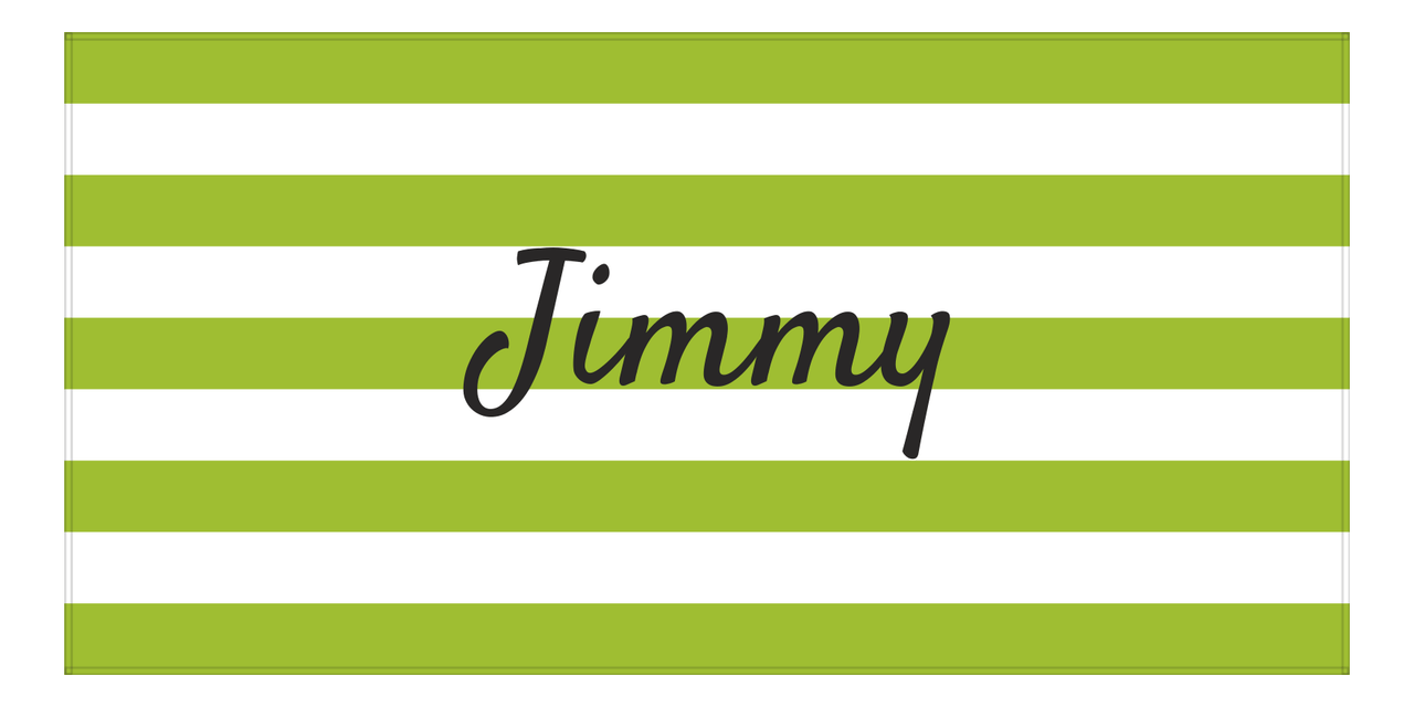 Personalized Striped Beach Towel - Green and White - Front View