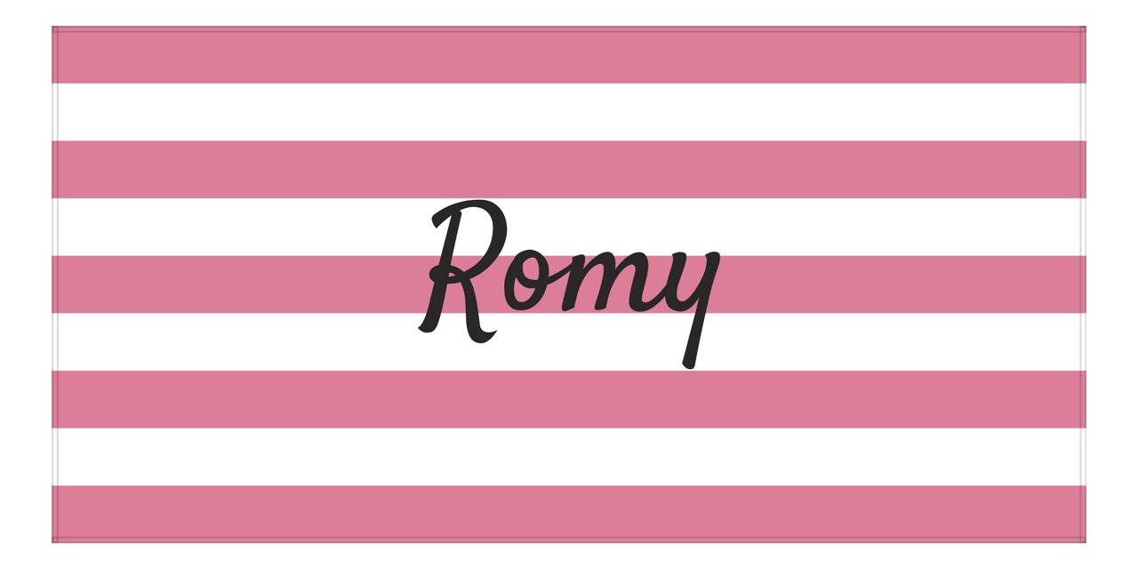 Personalized Striped Beach Towel - Pink and White - Front View