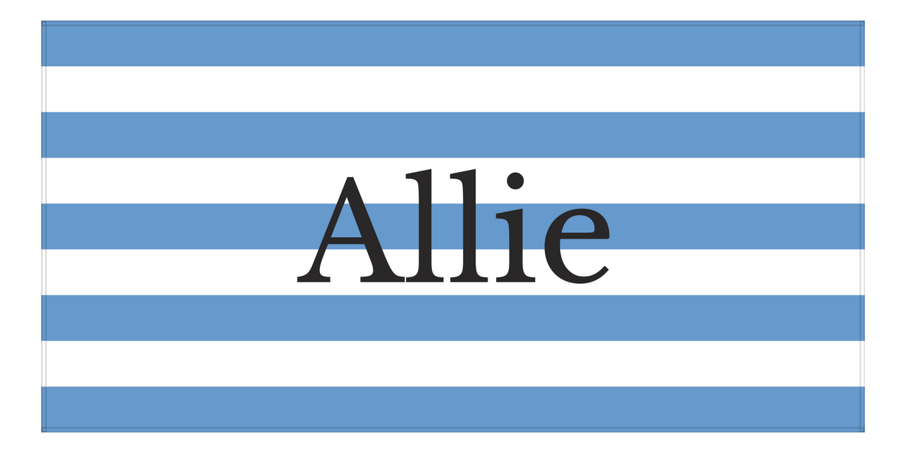 Personalized Striped Beach Towel - Blue and White - Front View