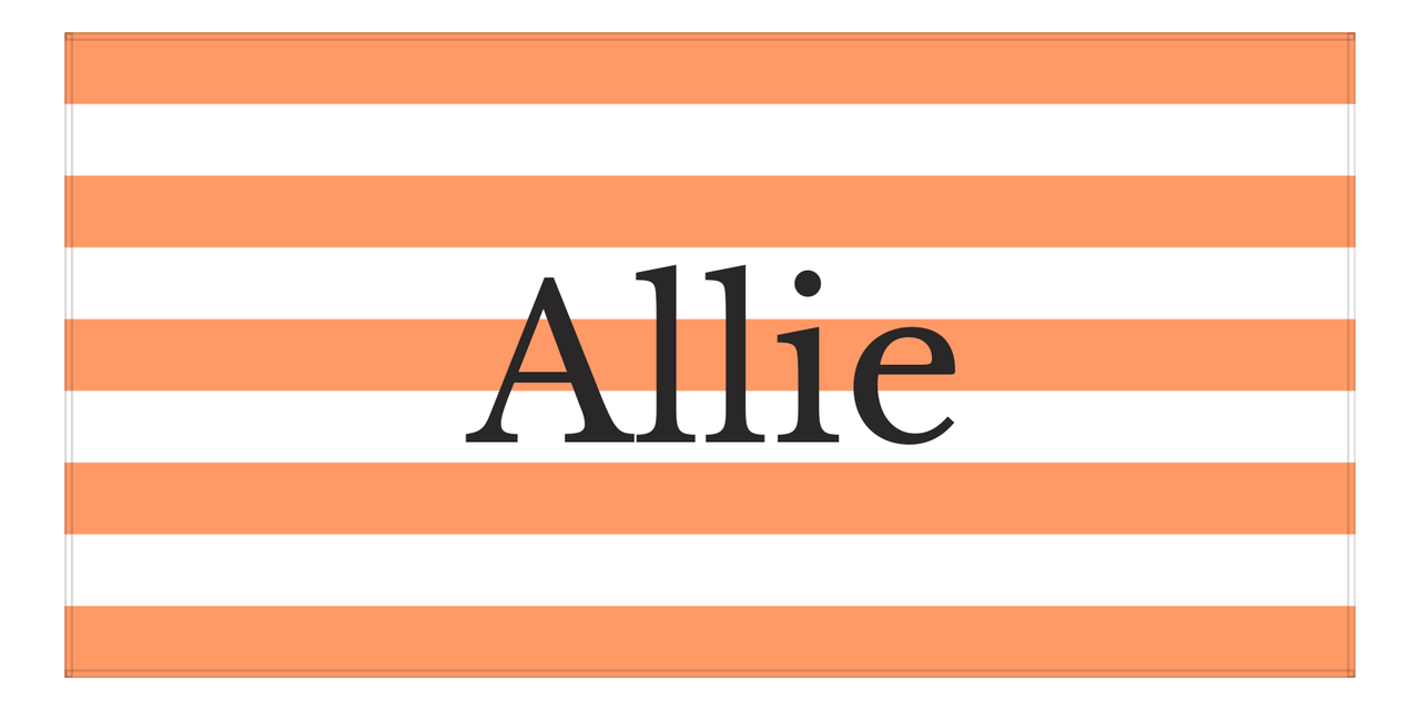 Personalized Striped Beach Towel - Orange and White - Front View