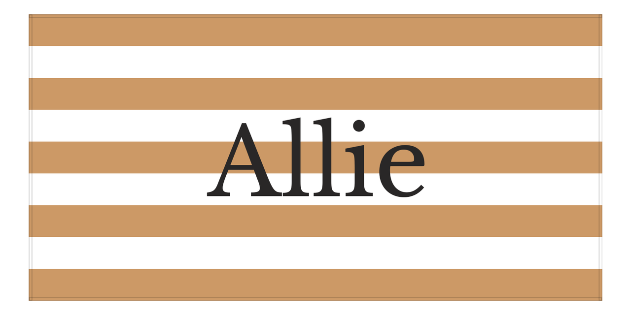 Personalized Striped Beach Towel - Tan and White - Front View