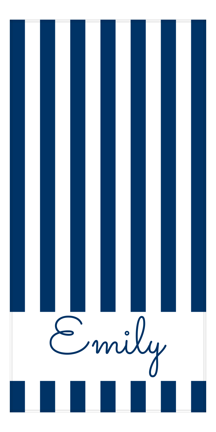 Personalized Striped Beach Towel - Blue and White - Front View