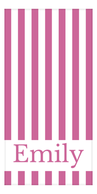 Thumbnail for Personalized Striped Beach Towel - Pink and White - Front View