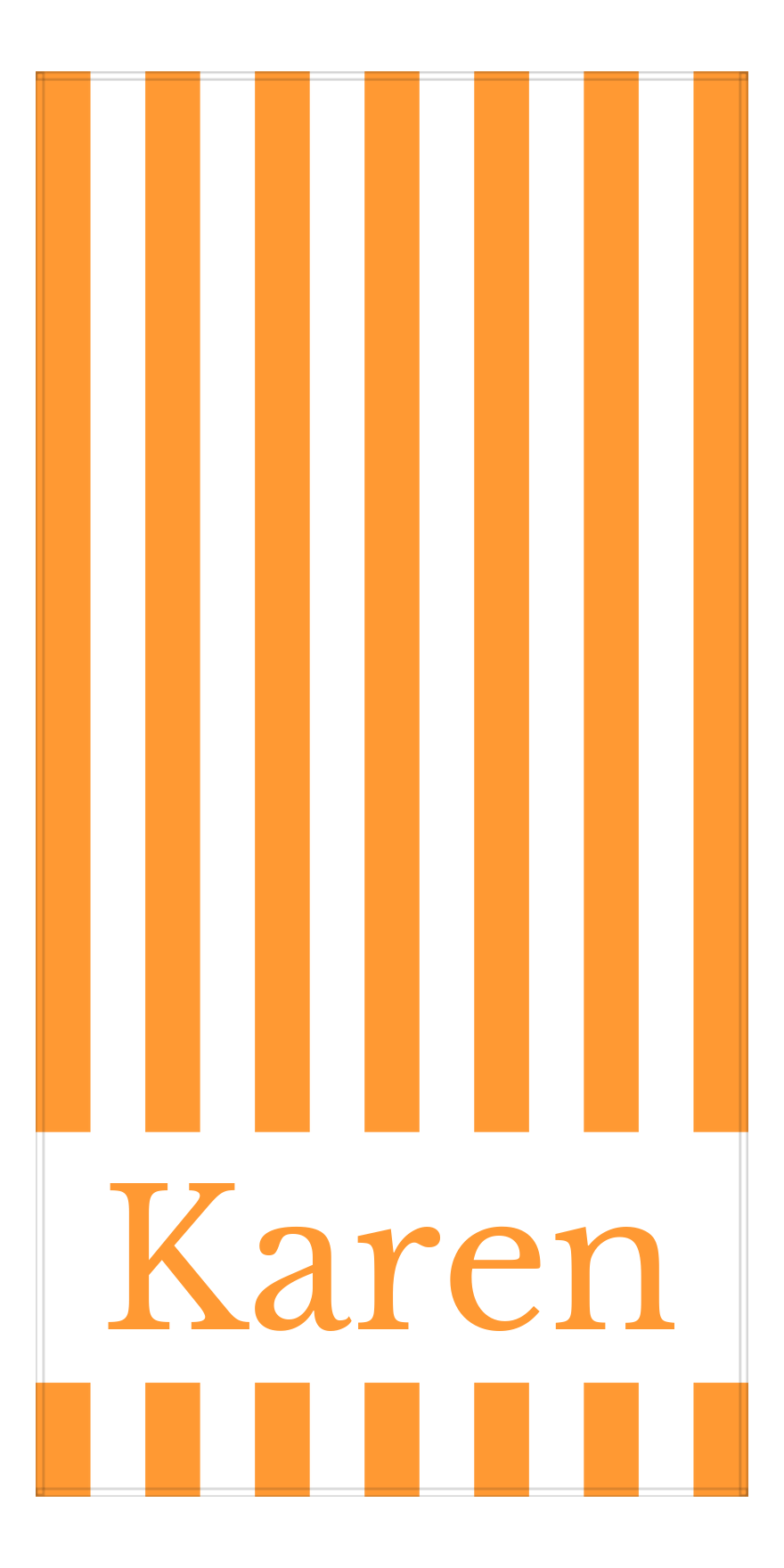 Personalized Striped Beach Towel - Orange and White - Front View