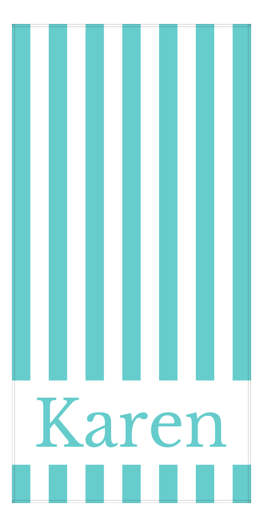Personalized Striped Beach Towel - Teal and White - Front View
